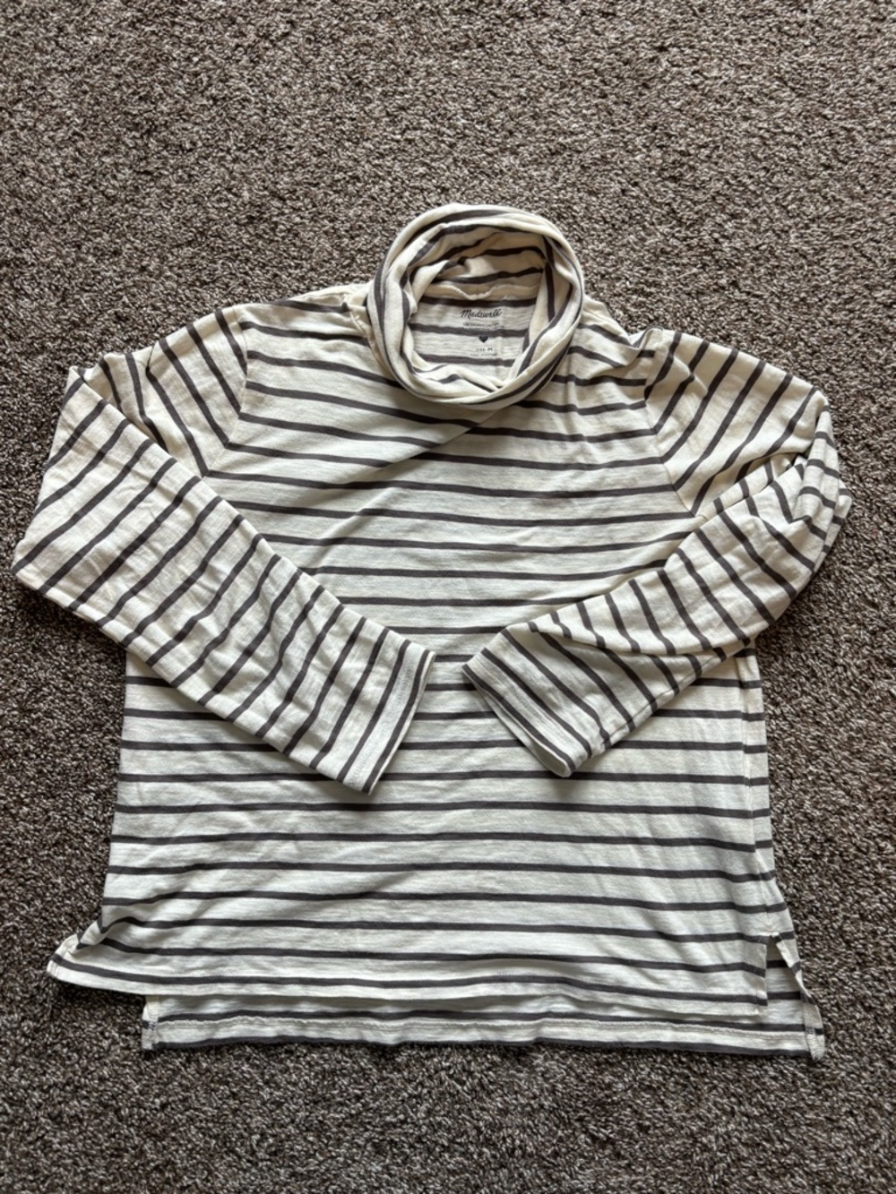 Madewell Striped Turtleneck Long-Sleeve Top - Cream and Black